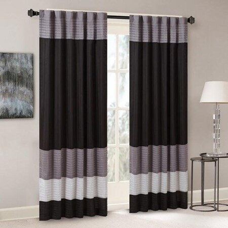 Madison Park Madison Park MP40-2220 Amherst Polyoni Pintuck Window Curtain; Black MP40-2220